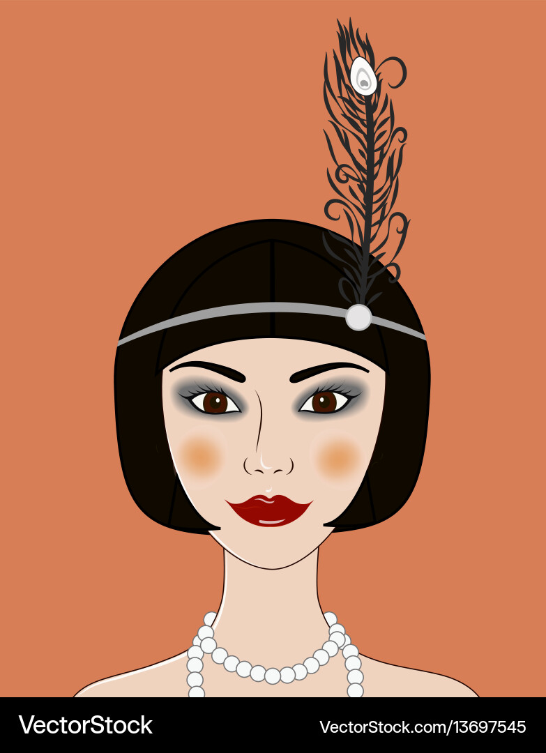 Flapper girl retro 20s-30s style portrait Flapper girl retro 20s-30s style portrait vector image