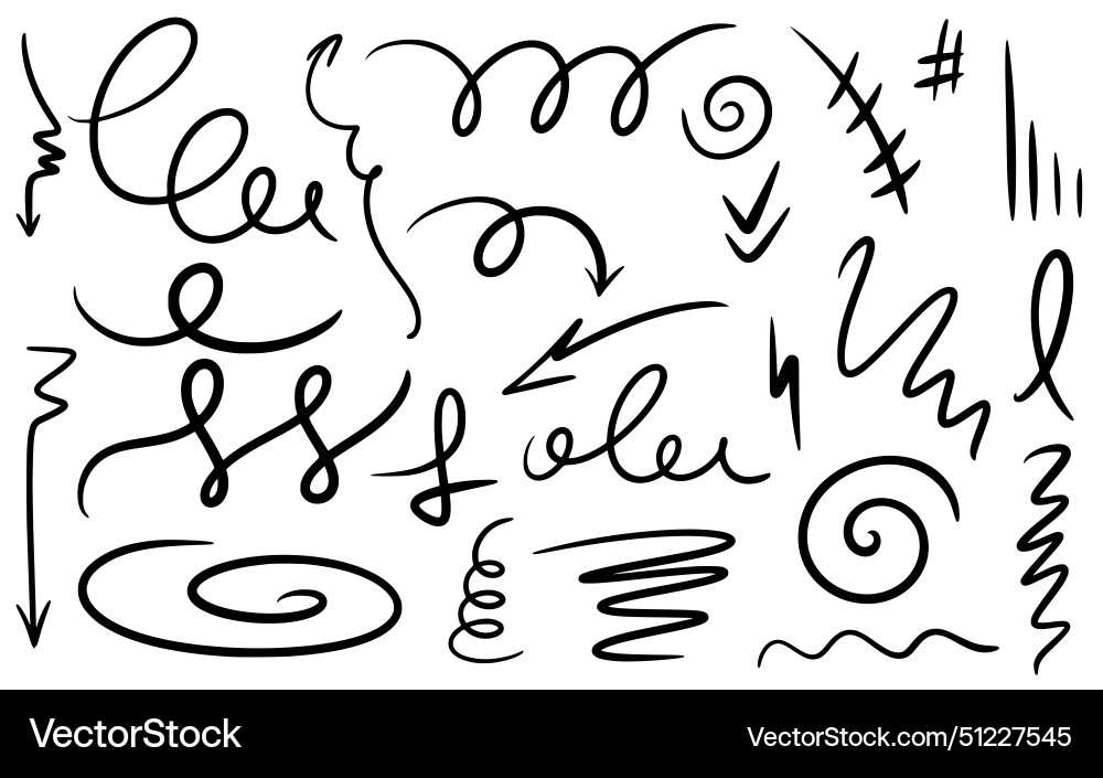Hand drawn design elements doodle style set Vector Image