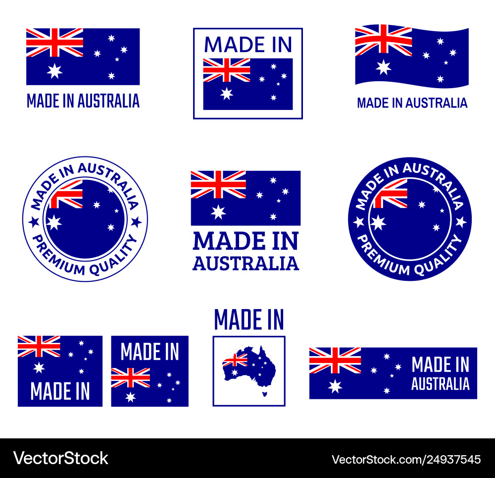 Hergestellt in australia Etiketten setzen Commonwealth Hergestellt in australia Etiketten setzen Commonwealth vektorbild