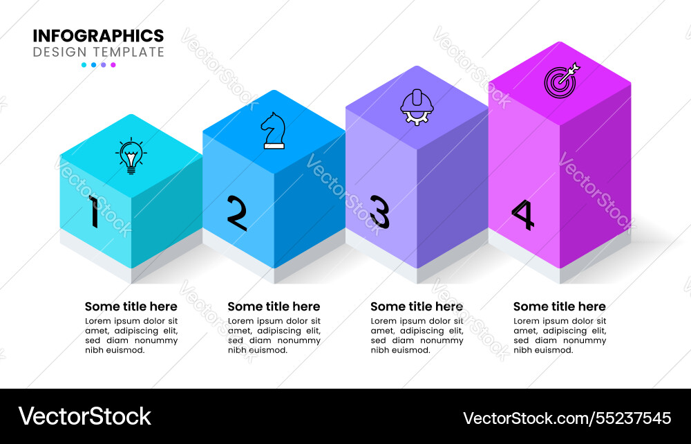 Infographic template isometric columns with 4 Infographic template isometric columns with 4 Vector Image
