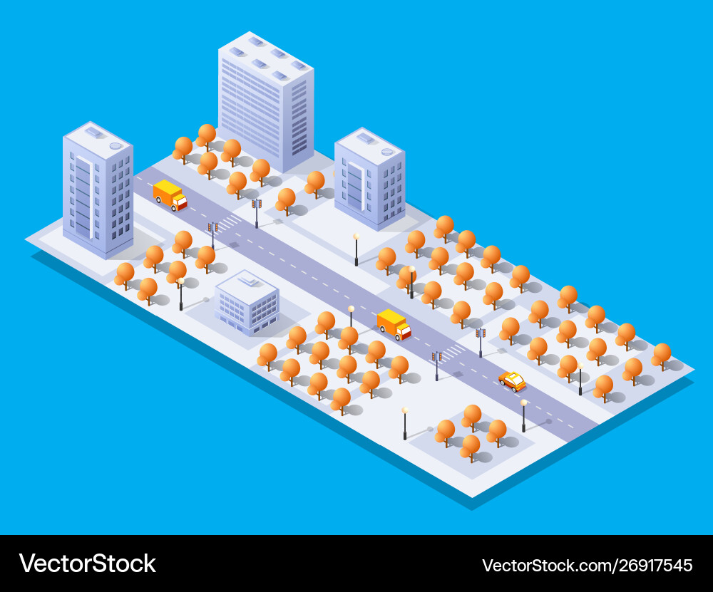 Isometric 3d module block district part Vector Image