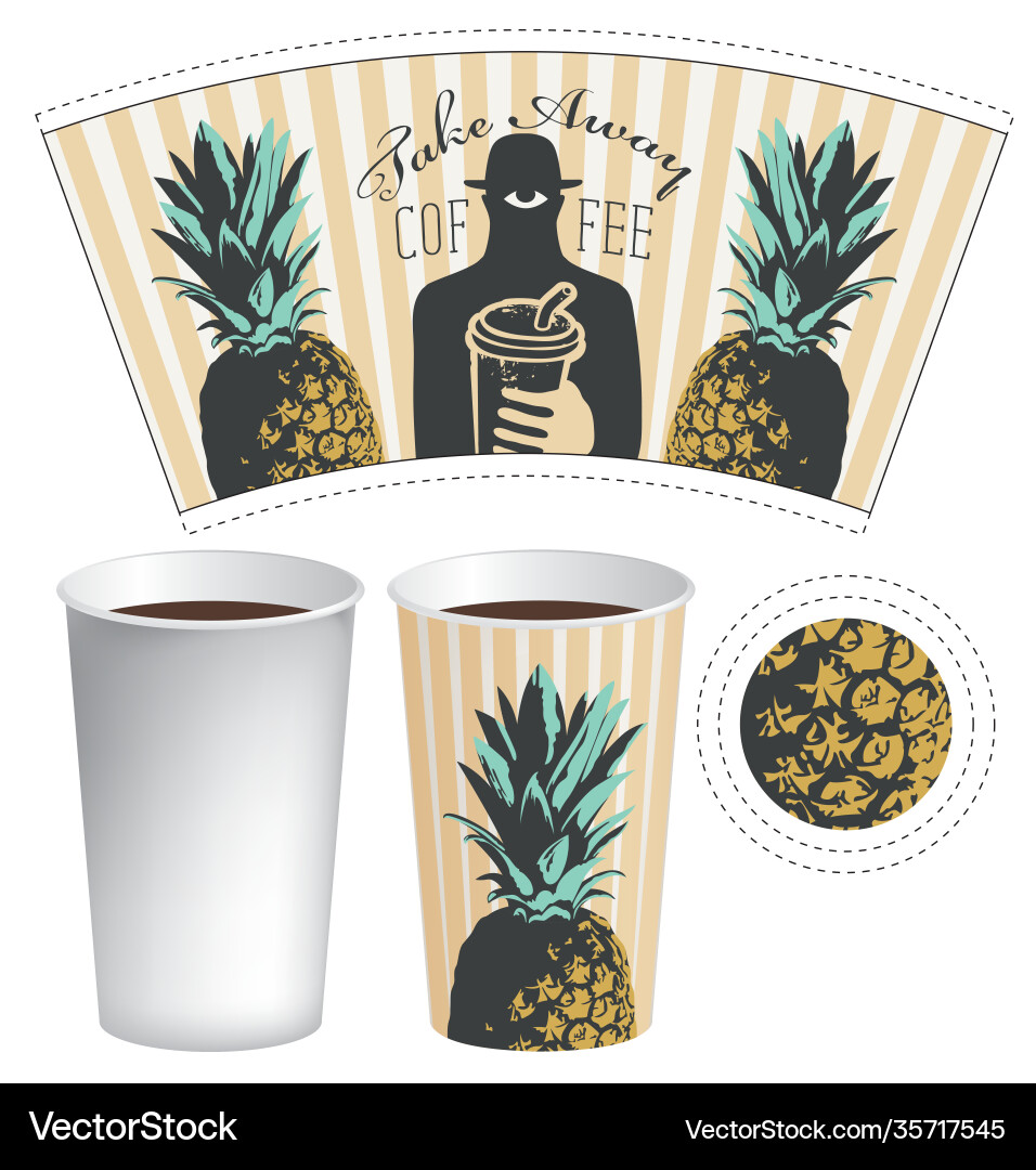 Paper cup template for take away hot drinks Vector Image