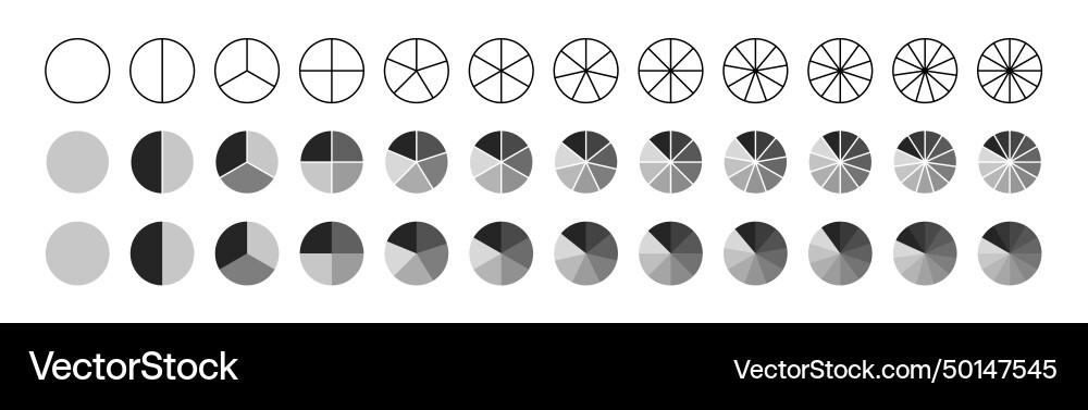 Segmented Circles - Pie Chart Collection vector image