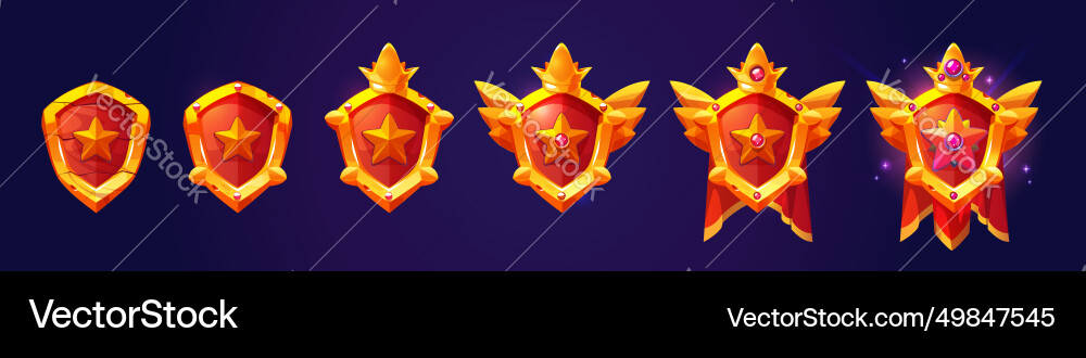 Shield shape badge with star for game level rank Vector Image