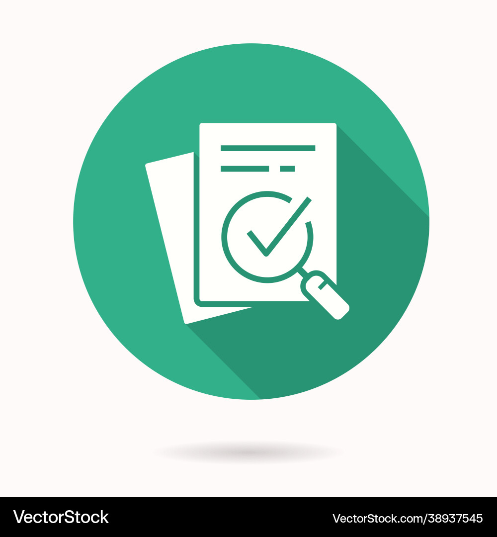 Verification icon with long shadow for graphic Vector Image