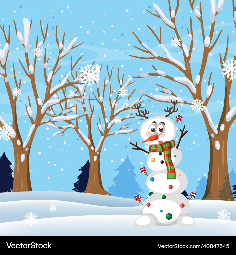 Winter season background with a snowman – Lizenzfreie Vektorgrafik |  VectorStock, image size:1000x1080