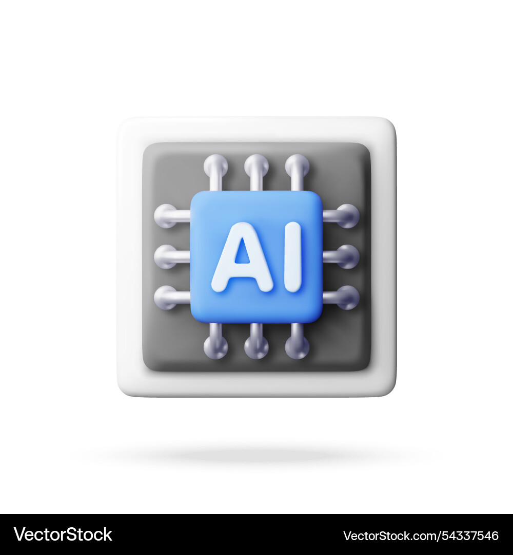 3d ai chip isolated artificial intelligence 3d ai chip isolated artificial intelligence vector image