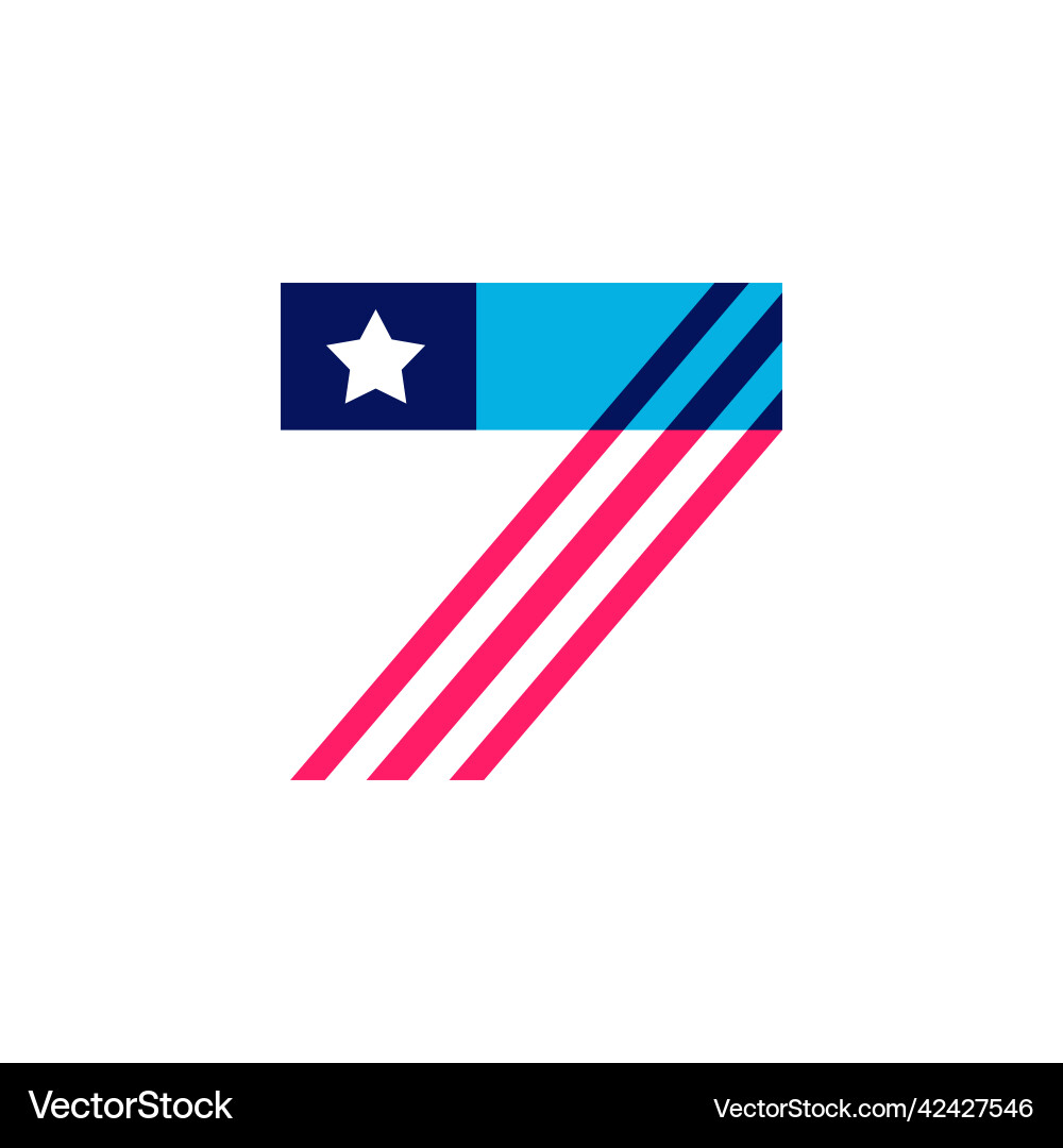 American Stars Number Seven Logo Vector Image