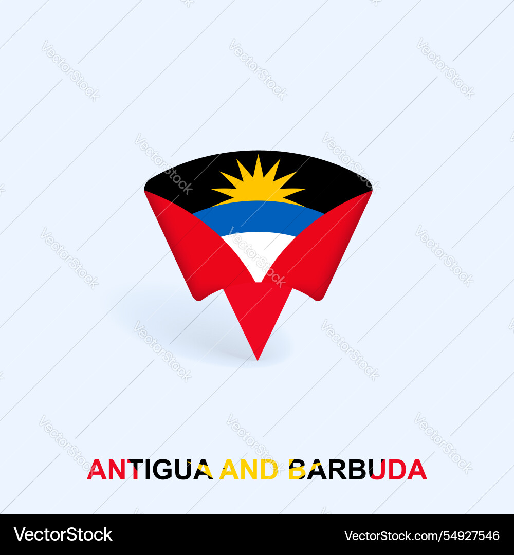 Antigua and barbuda flag map pointer design vector image