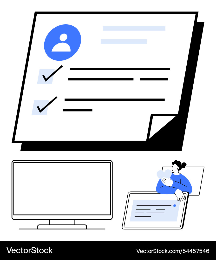 Digital profile setup with completed tasks Digital profile setup with completed tasks vector image