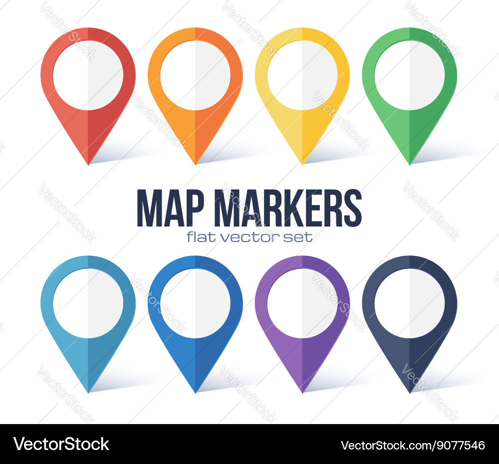 Rainbow Map Markers Set vector image
