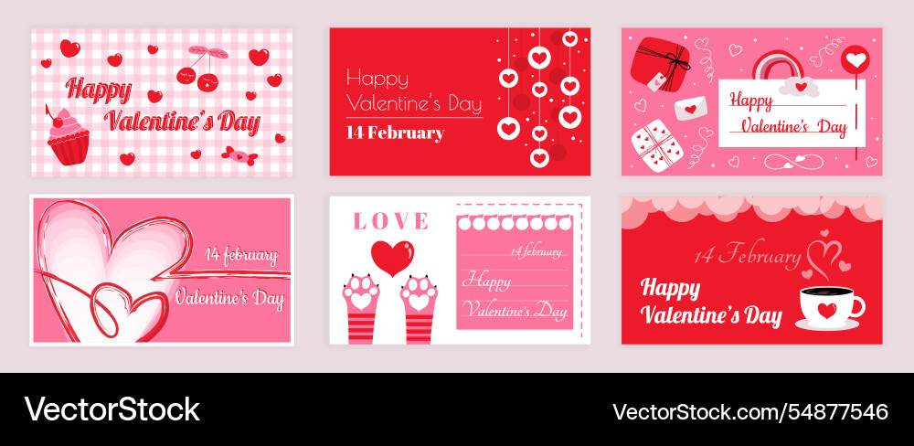 Valentines day cover typography templates set Valentines day cover typography templates set vector image