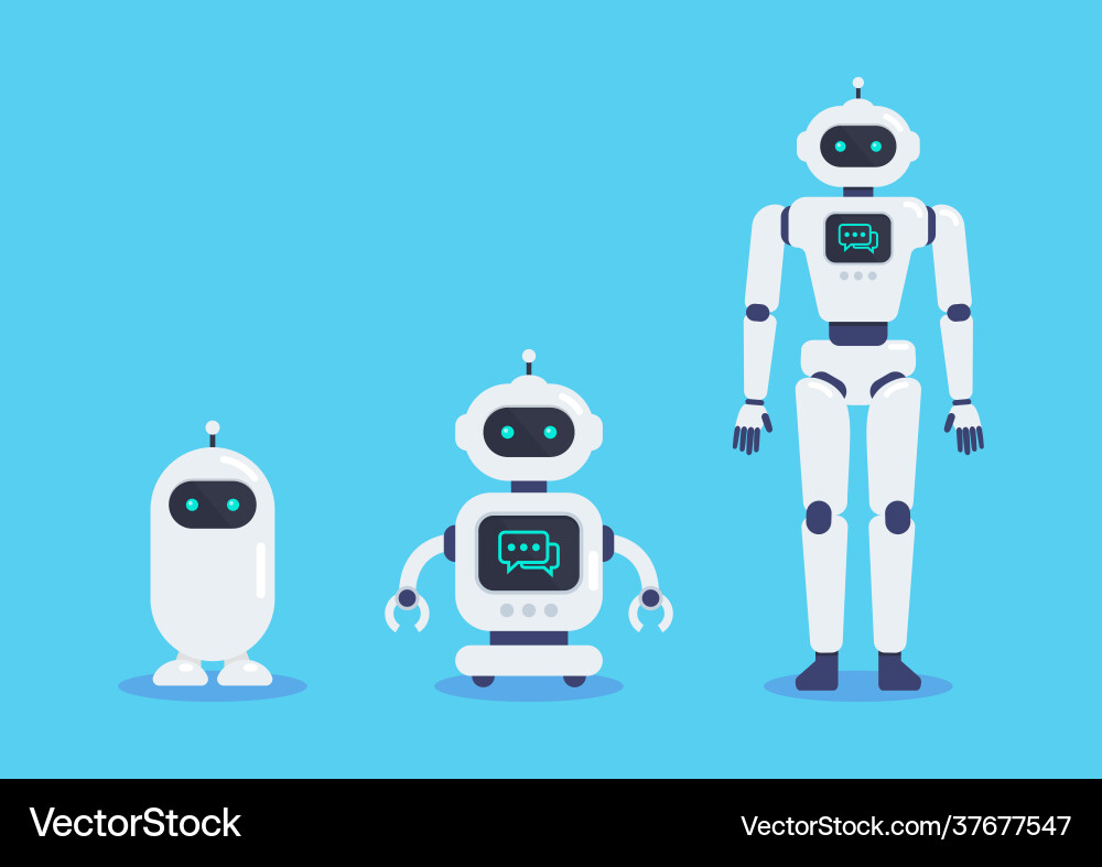 Android robots set cyborg technology vector image