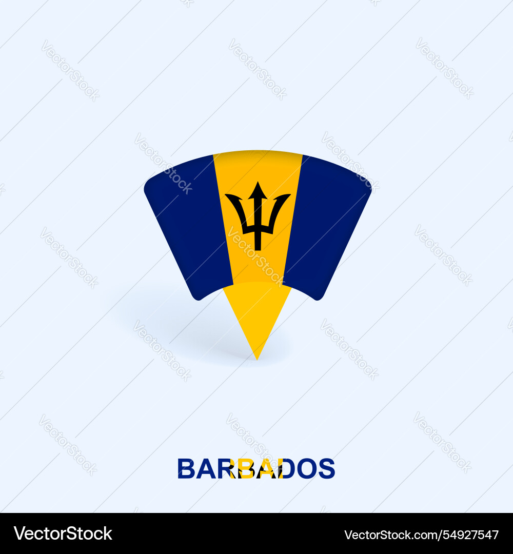 Barbados flag map pointer design with shadow Barbados flag map pointer design with shadow Vector Image