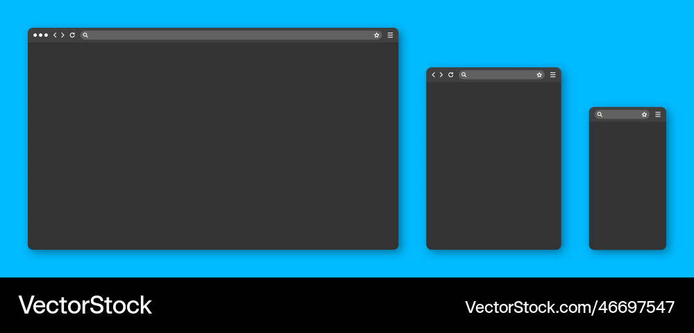 Blank web browser window with toolbar and search Vector Image