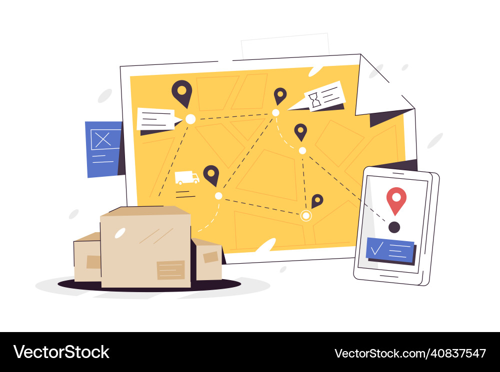 Delivery Tracking App - Route & Status Vector Image