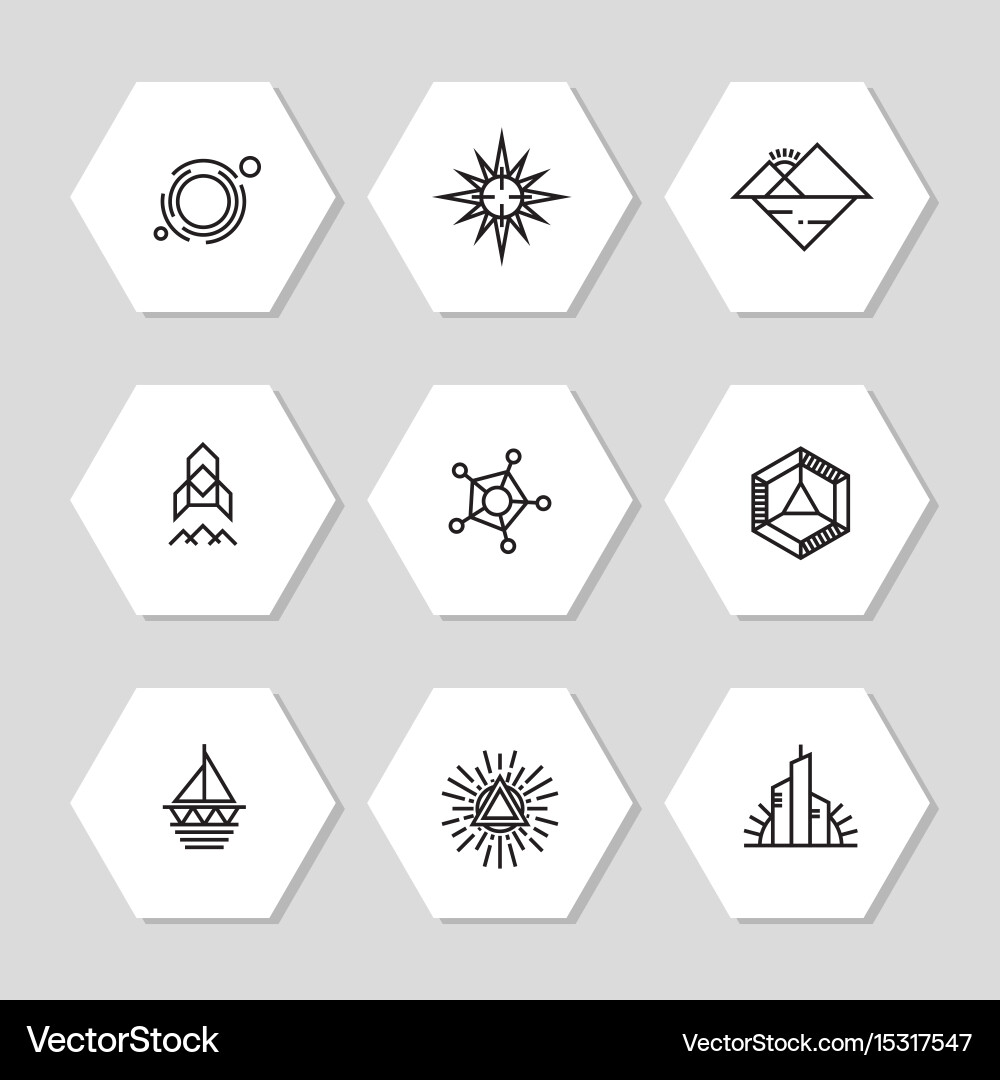 Geometric Line Icons - Modern Abstract Set vector image