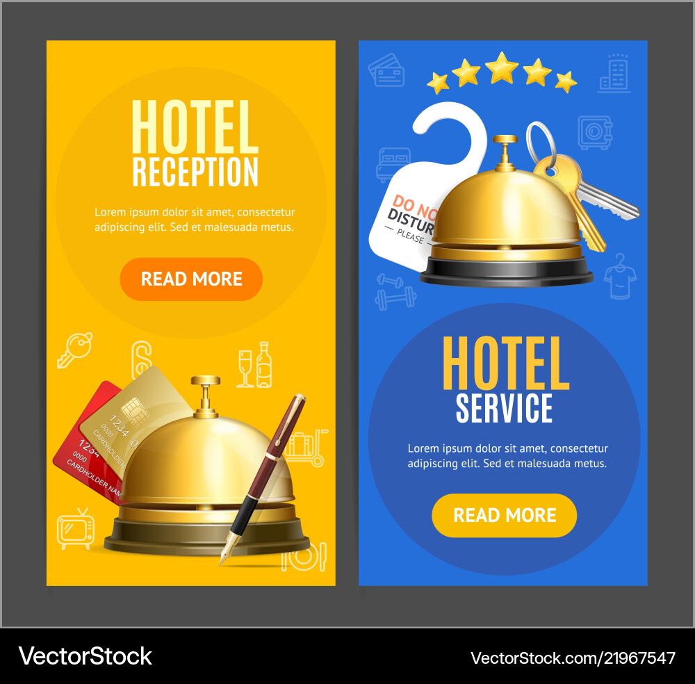 Hotel reception service banner vertical set vector image