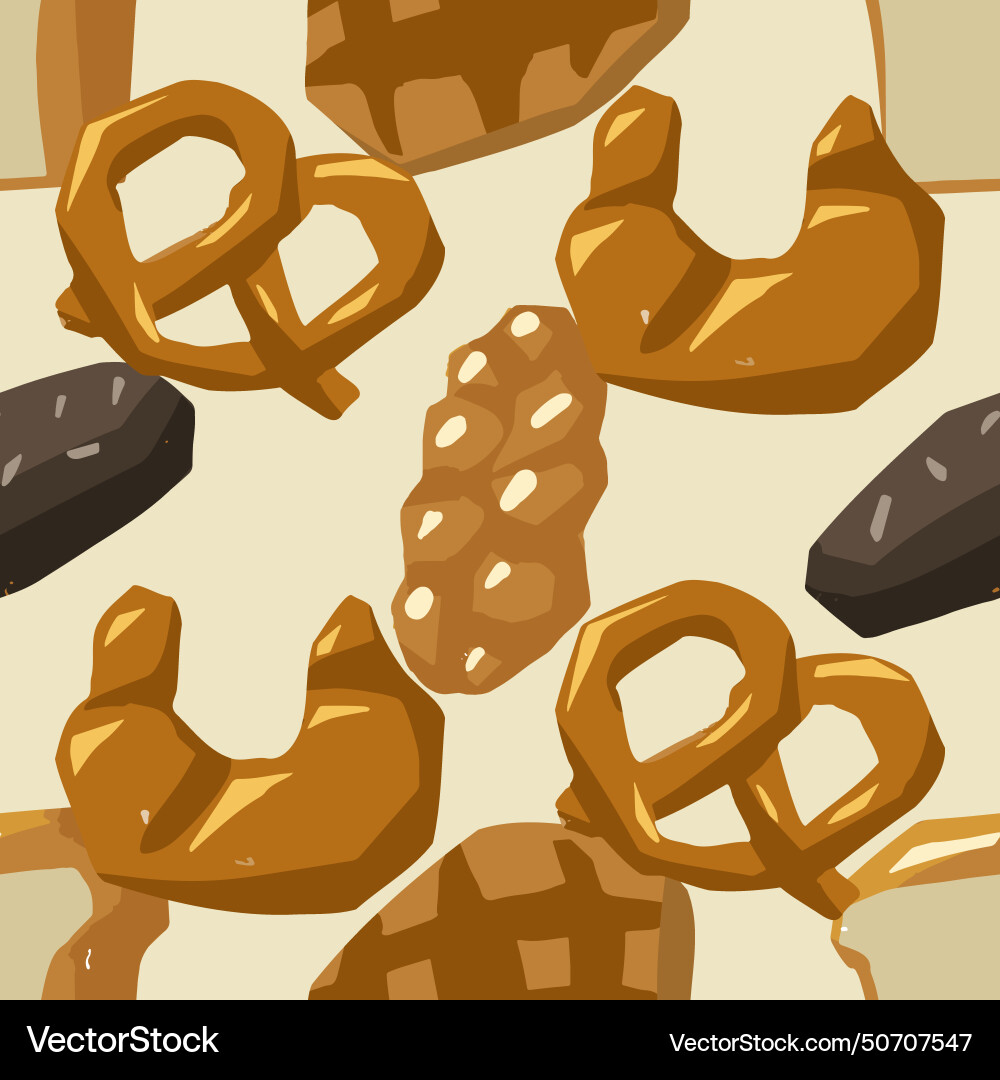 Seamless pattern of various bread types waffles vector image