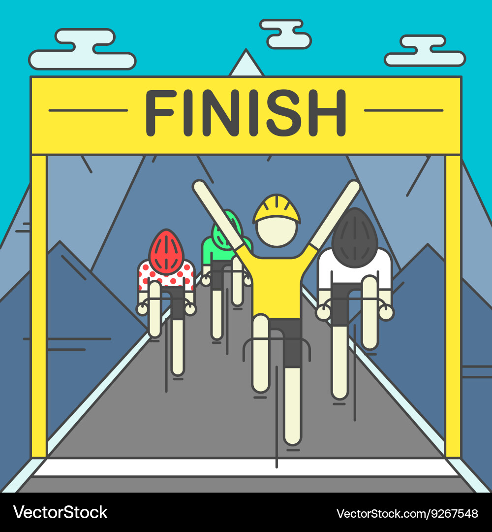 Modern of cyclists on finish line Vector Image