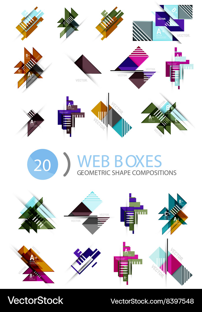 Set of web internet boxes with buttons and sample Vector Image