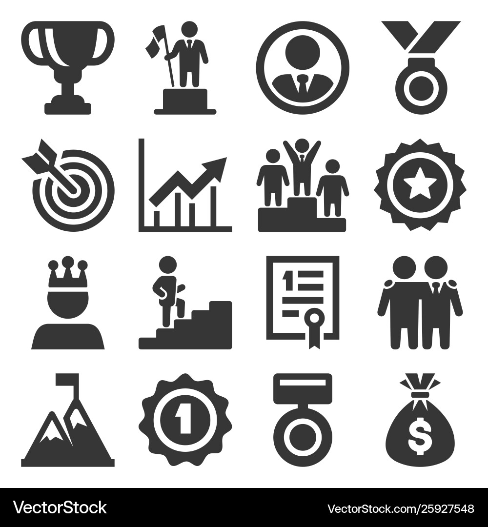 Success & Victory Icon Set Vector Image