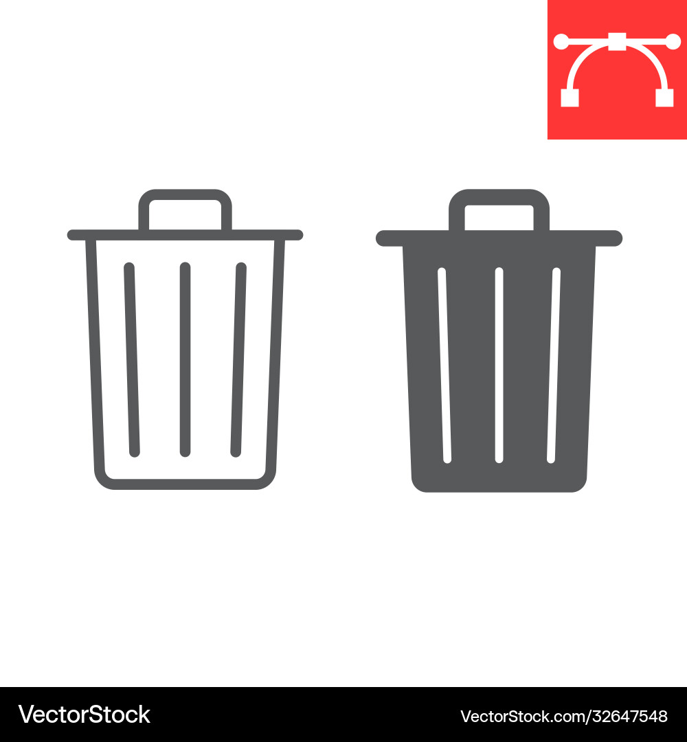 Trash bin line and glyph icon ui button vector image