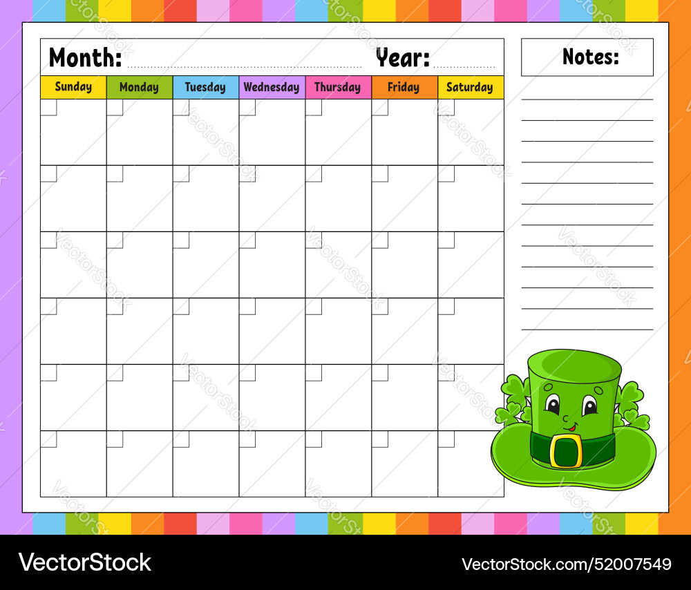 Blank calendar template for one month without Blank calendar template for one month without vector image