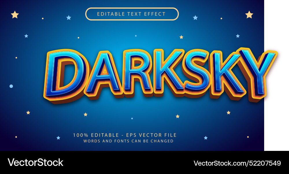 Darksky light color 3d text effect and editable Darksky light color 3d text effect and editable vector image