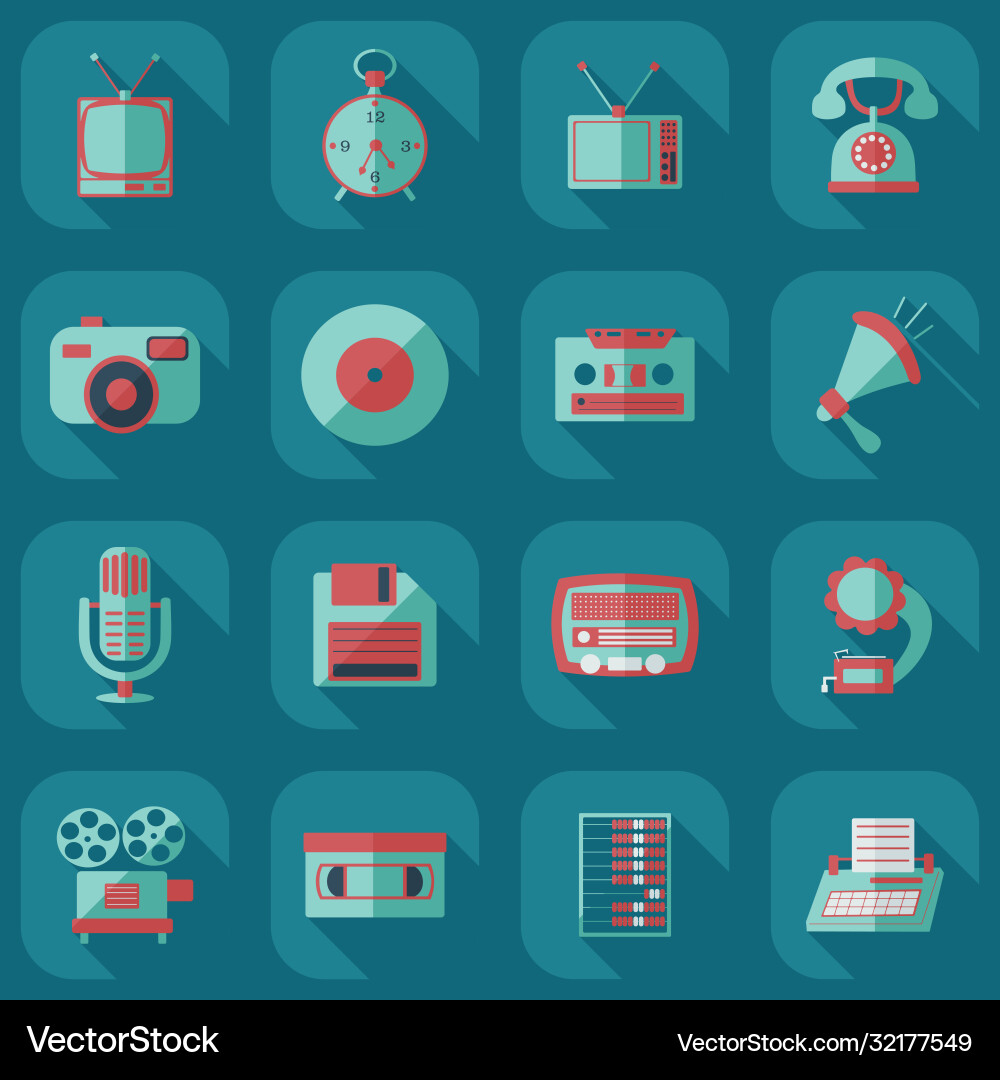 Flat concept set modern design with shadow retro vector image