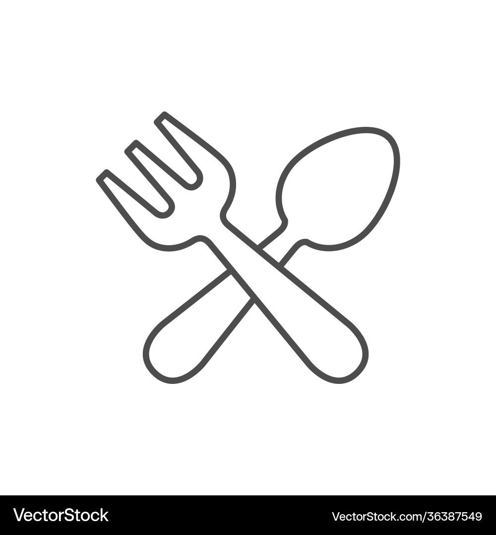 Fork and spoon line outline icon Vector Image