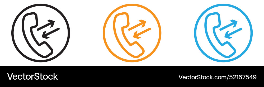 Incoming outgoing calls icon logo set collection Vector Image