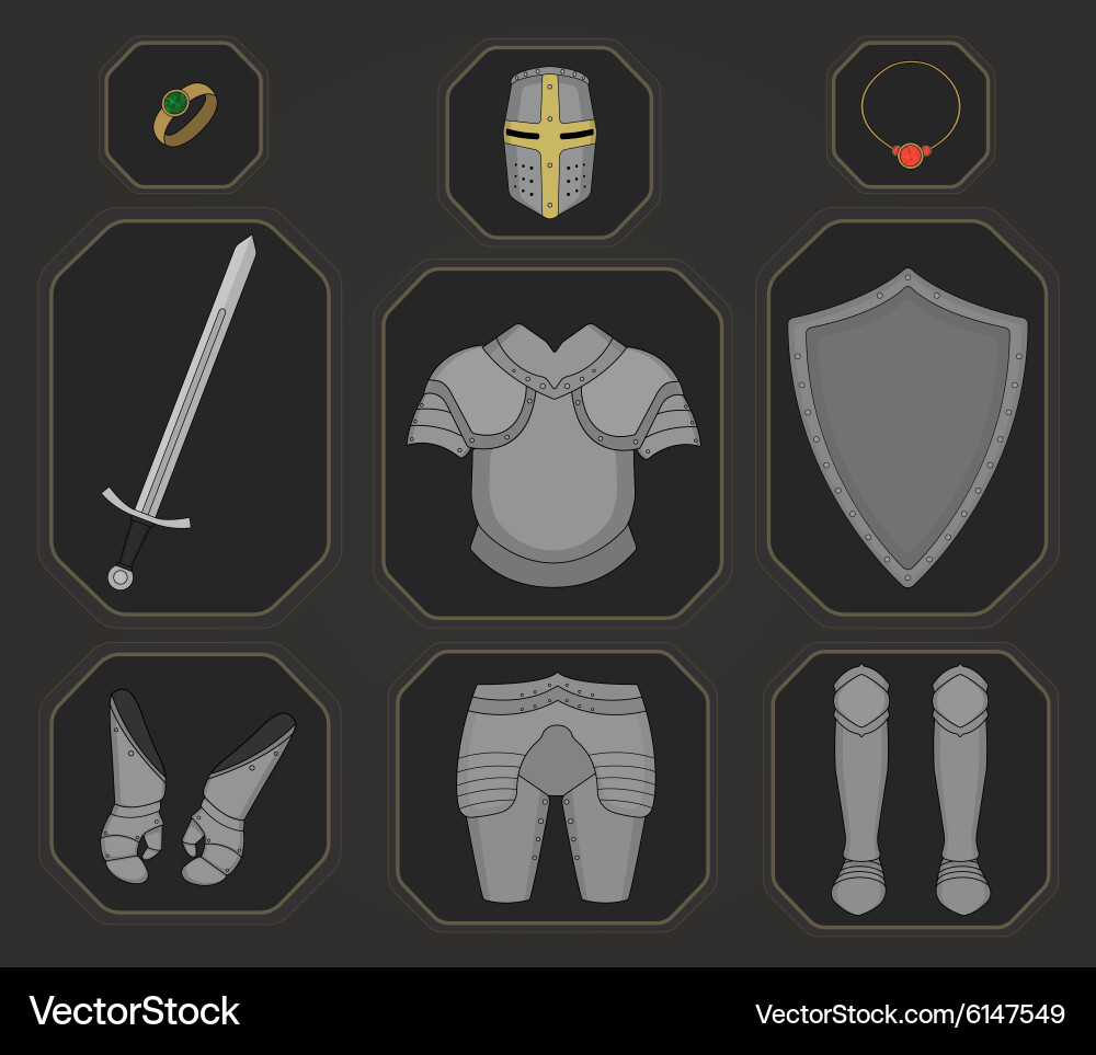 Knight Armor Set - RPG Inventory Vector Image