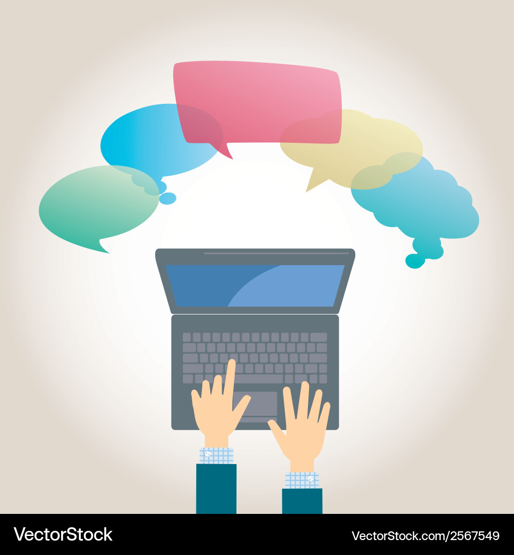 Man at the home computers icons communication Vector Image