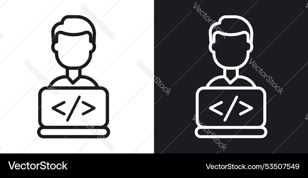 Programmerline in thin line black color flat Programmerline in thin line black color flat vector image