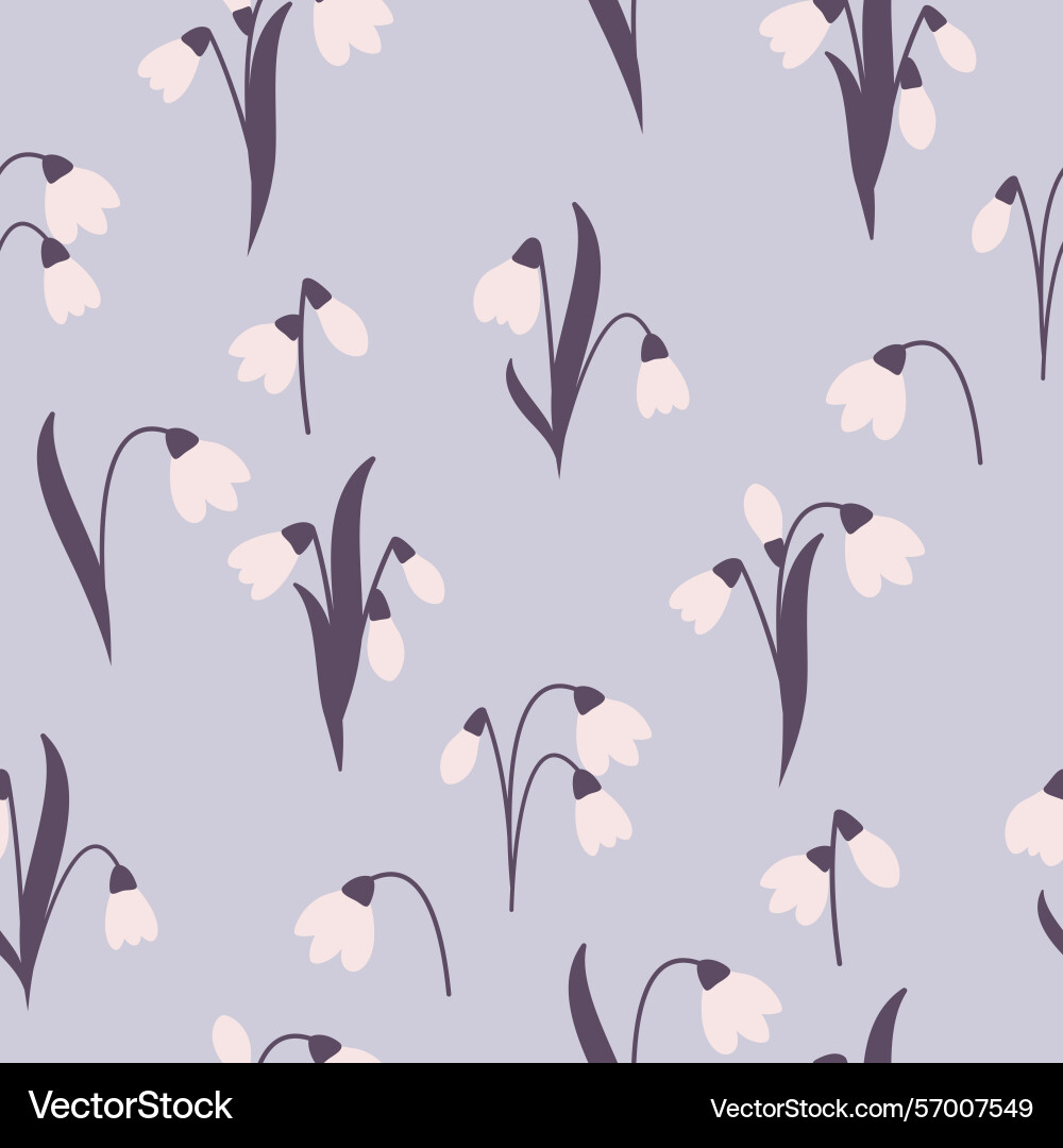 Seamless pattern with snowdrop flowers Vector Image
