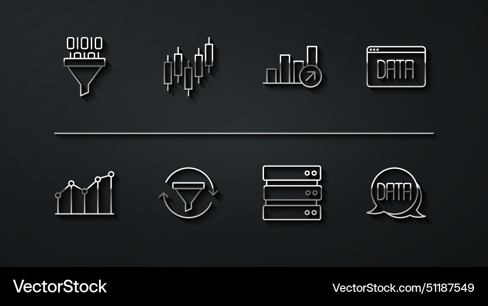 Set line binary code pie chart infographic data Set line binary code pie chart infographic data vector image