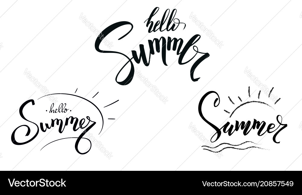 Set of design calligraphic text summer Set of design calligraphic text summer vector image