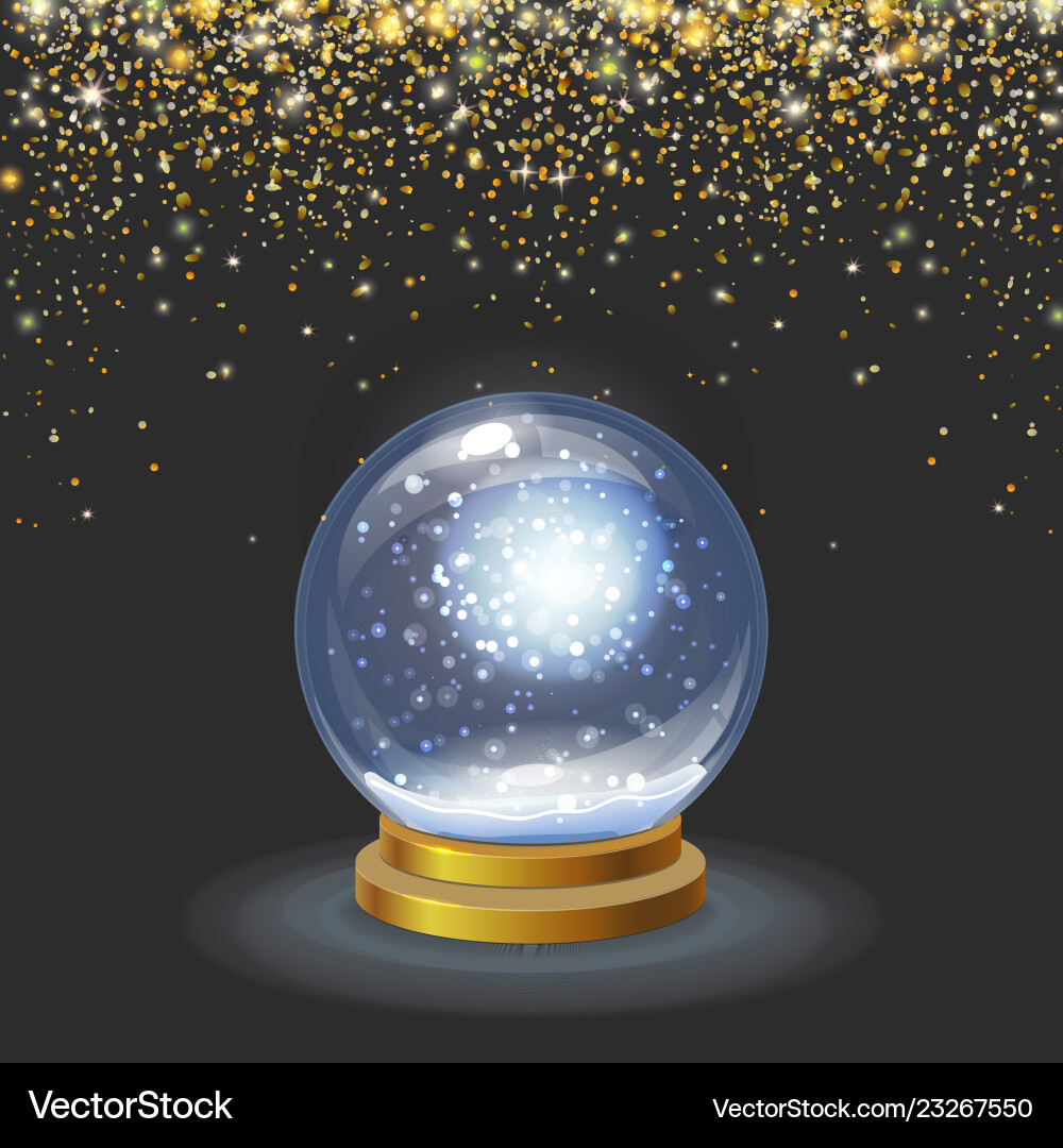 Christmas snow globe on black background Vector Image