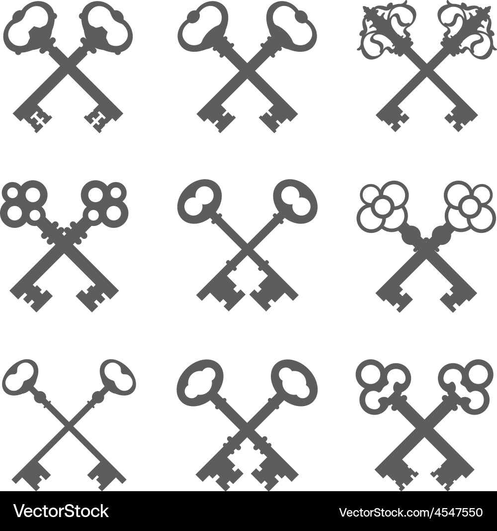 Crossed Keys Silhouettes - Security & Access Vector Image