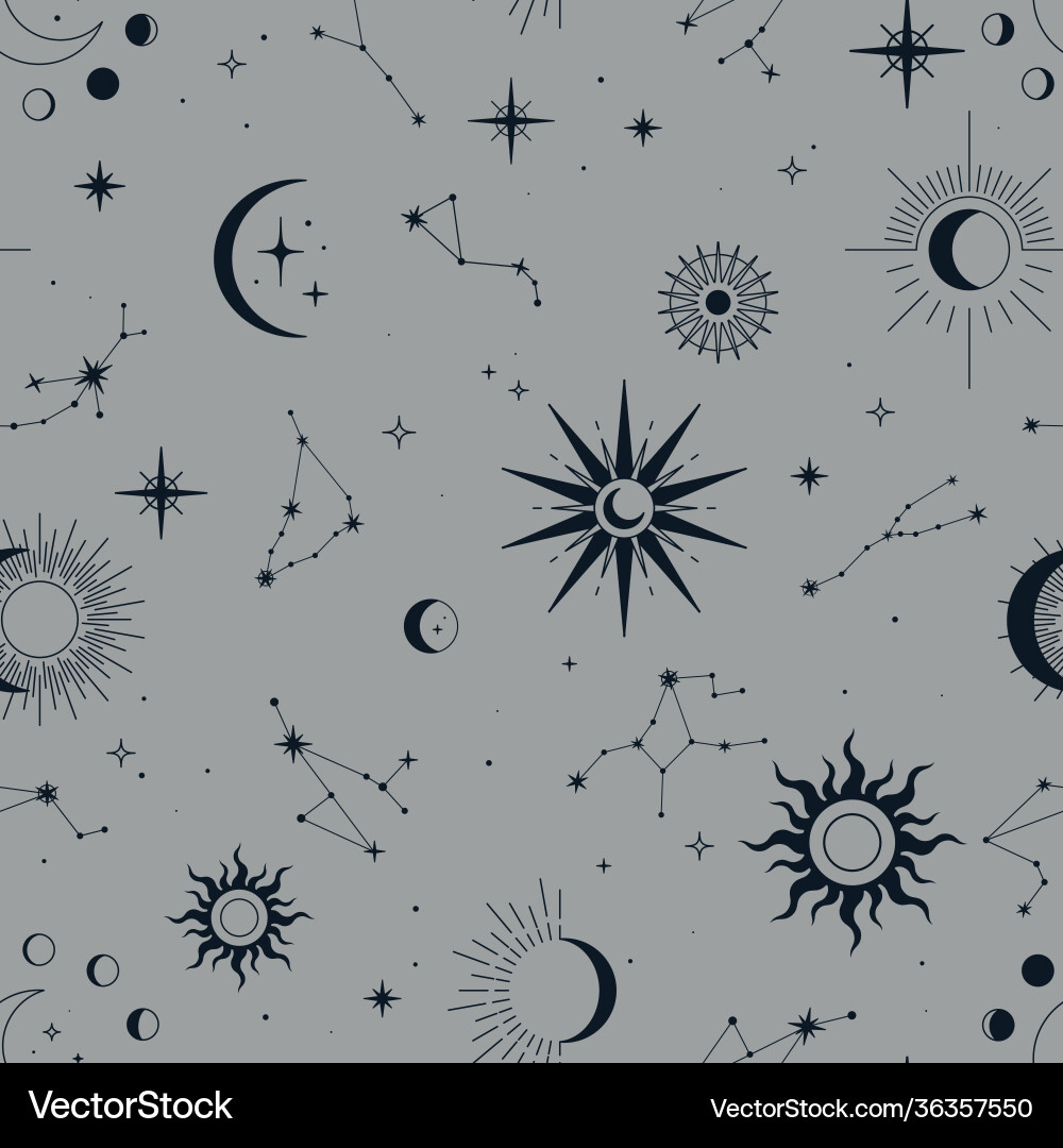Magic seamless pattern with constellations Magic seamless pattern with constellations vector image