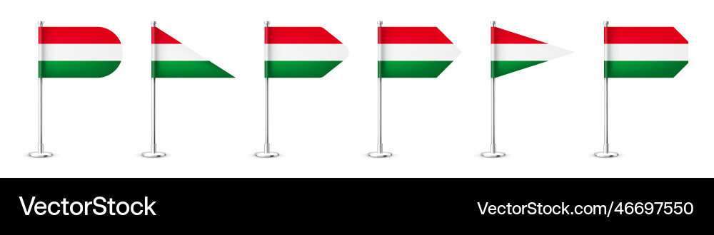 Realistic various hungarian table flags Realistic various hungarian table flags vector image