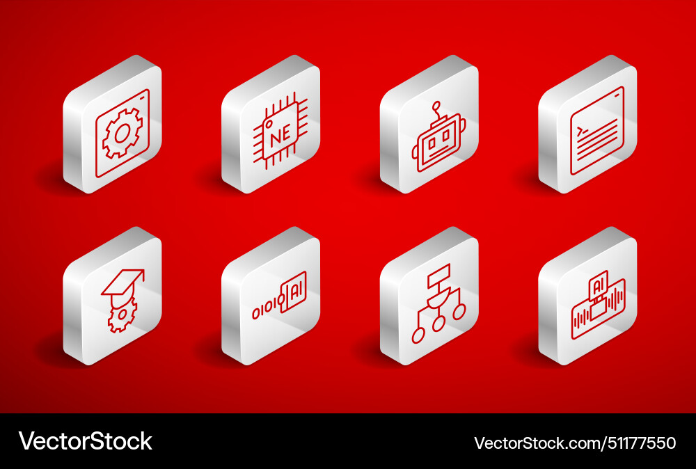 Set line artificial intelligence ai processor cpu Set line artificial intelligence ai processor cpu vector image