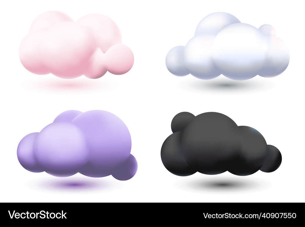 Set of realistic 3d clouds on white background Set of realistic 3d clouds on white background vector image