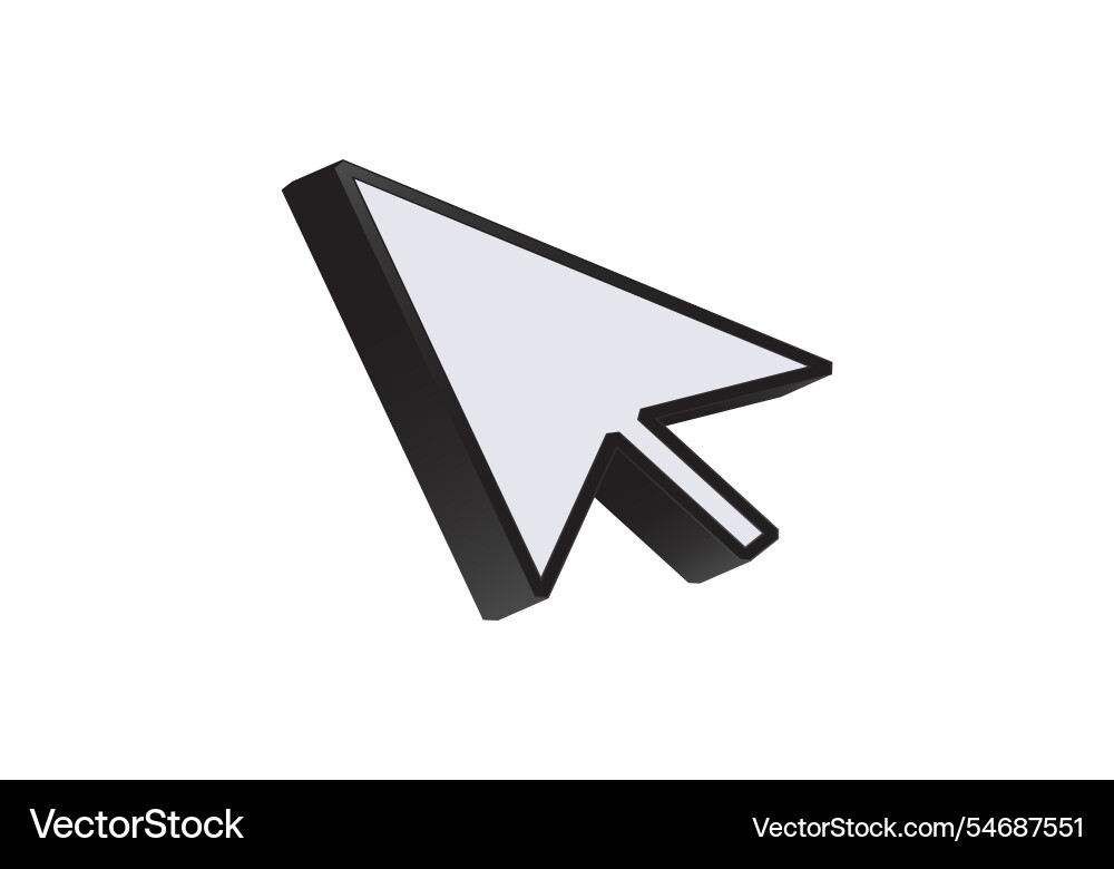 3d mouse cursor icon with black outline vector image