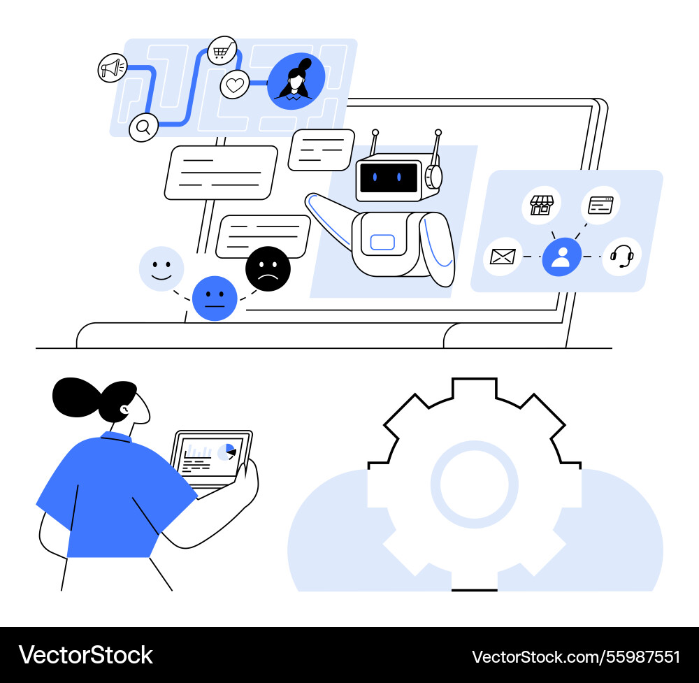 Ai chatbot supporting customer interaction Vector Image
