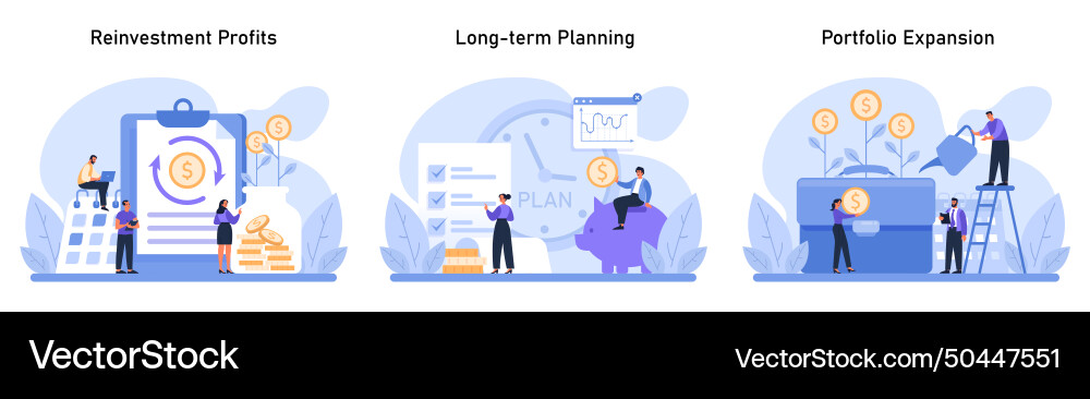 Capital gain concept showcasing reinvestment Capital gain concept showcasing reinvestment vector image