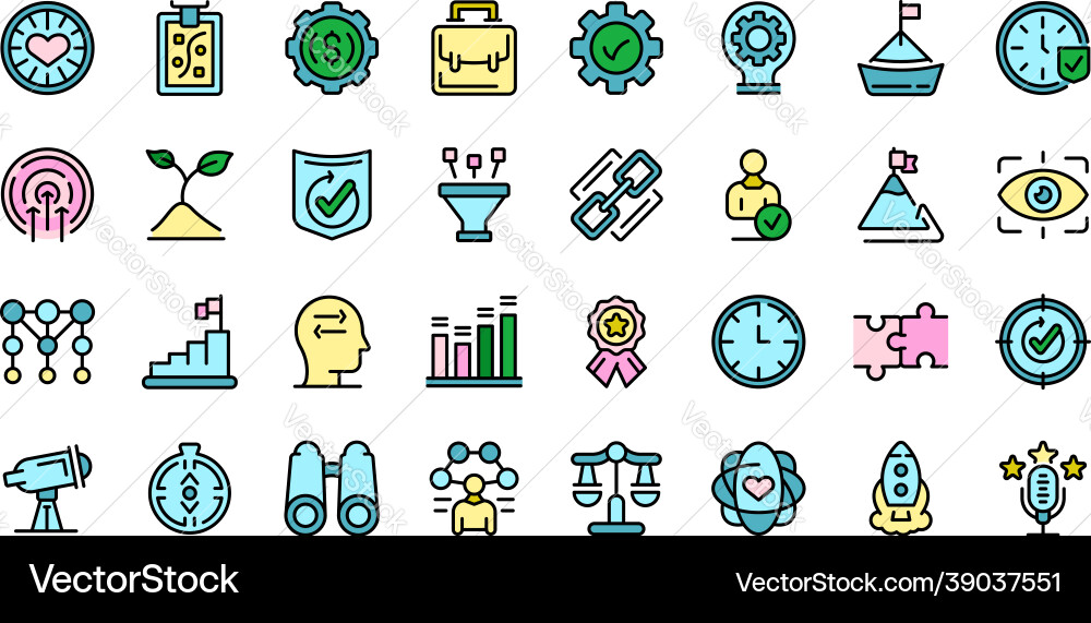 Core values icons set flat Core values icons set flat vector image