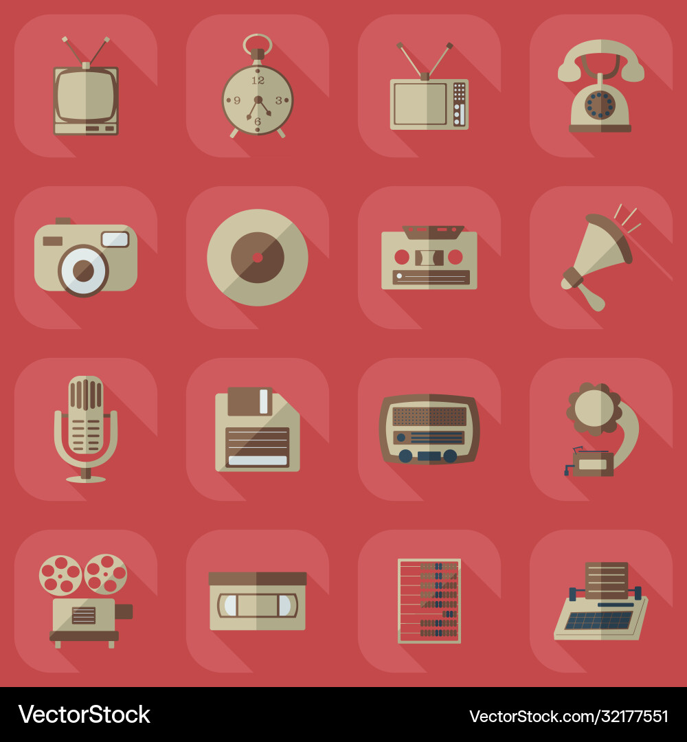 Flat concept set modern design with shadow retro vector image