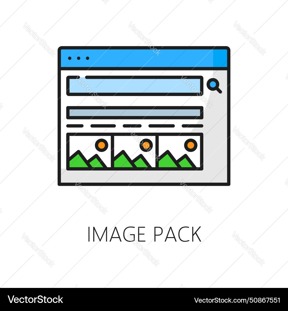 Image pack search engine result page serp icon Image pack search engine result page serp icon vector image